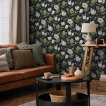 Cherry Blossom Wallpaper - Removable Wallpaper - Asian Flower and Leaf Wallpaper - Floral Print - Tropical Peel and Stick Wallpaper - E054