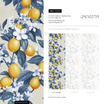 Vintage lemon tree wallpaper, citrus wallpaper, fruit kitchen wallpaper, Italian-inspired home decor - E057