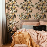 Vintage lemon tree wallpaper, citrus wallpaper, fruit kitchen wallpaper, Italian-inspired home decor - E058