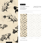 Koi fish wallpaper, Vintage marine wall mural, Japanese waves, Japanese fish - E065