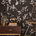 Koi fish wallpaper, Vintage marine wall mural, Japanese waves, Japanese fish - E066