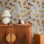 Koi fish wallpaper, Vintage marine wall mural, Japanese waves, Japanese fish - E068