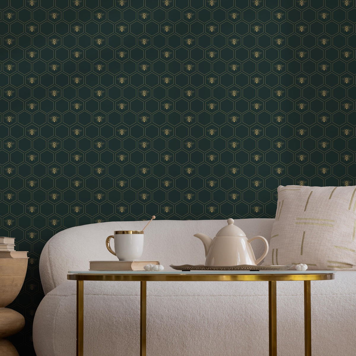 Dining Room Wallpaper Honeycomb Wallpaper For Dining Room Faux Gold Wallpaper Peel And Stick Wallpaper Bee Wallpaper Art Deco Wall - E077