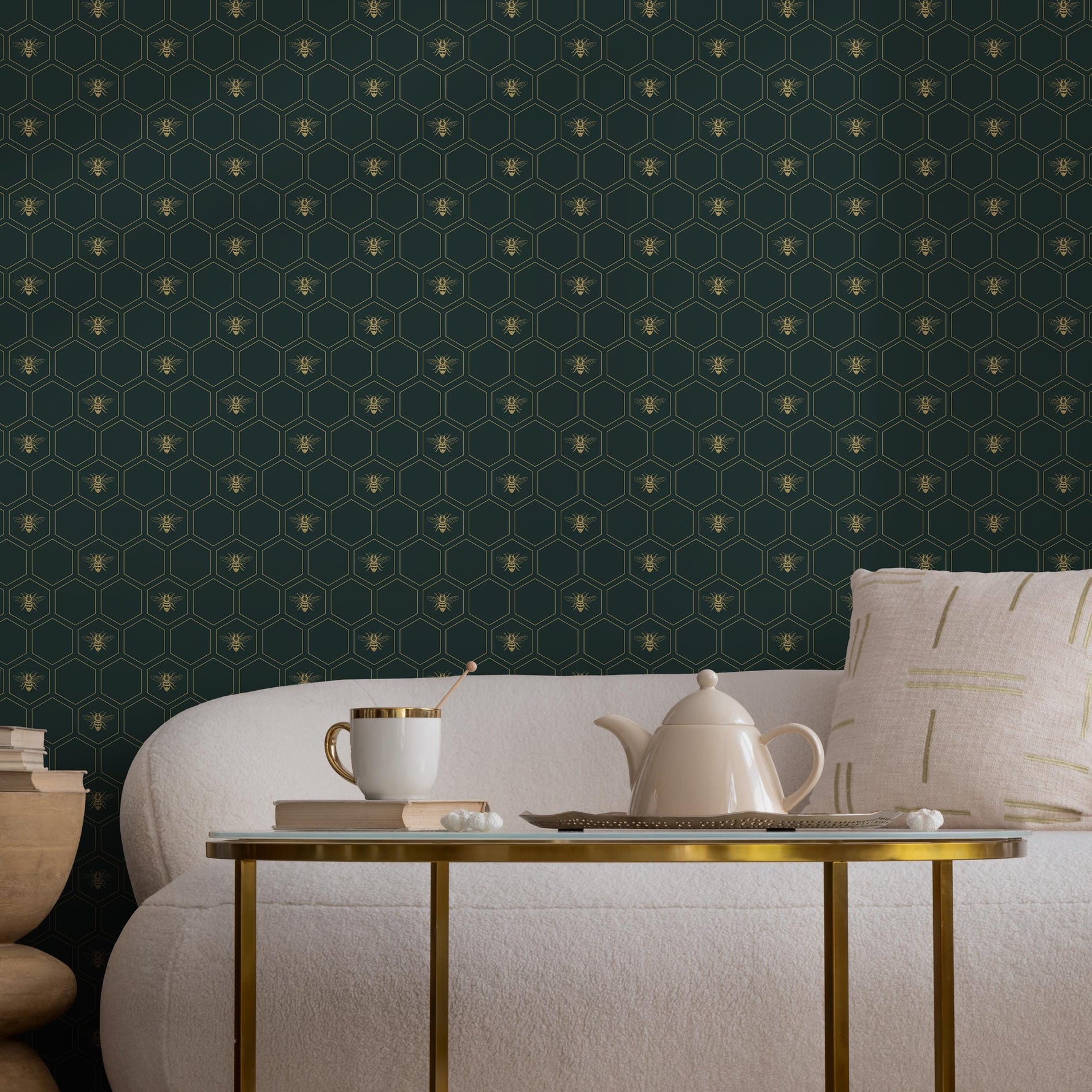Dining Room Wallpaper Honeycomb Wallpaper For Dining Room Faux Gold Wallpaper Peel And Stick Wallpaper Bee Wallpaper Art Deco Wall - E077