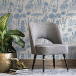 Denim Blue Wildflower Removable Wallpaper, available as self adhesive or non woven wallpaper - E079