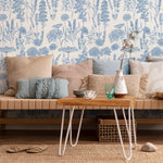 Denim Blue Wildflower Removable Wallpaper, available as self adhesive or non woven wallpaper - E079
