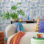 Denim Blue Wildflower Removable Wallpaper, available as self adhesive or non woven wallpaper - E079