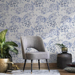 Denim Blue Wildflower Removable Wallpaper, available as self adhesive or non woven wallpaper - E081