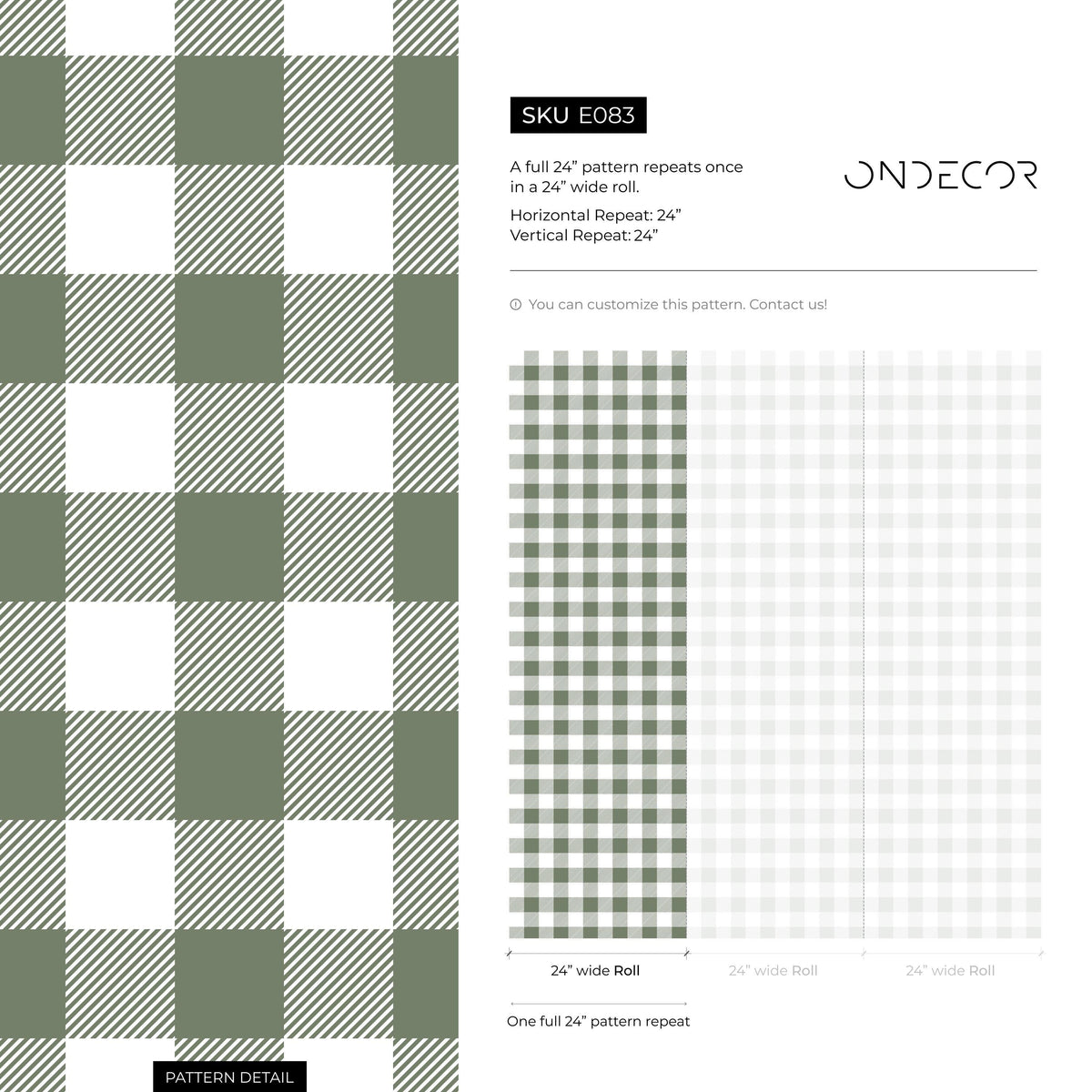 Gingham removable wallpaper, Buffalo check plaid, Self adhesive and traditional wallpaper - E083