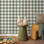 Gingham removable wallpaper, Buffalo check plaid, Self adhesive and traditional wallpaper - E083