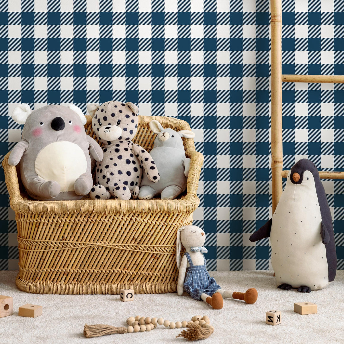 Gingham removable wallpaper, Buffalo check plaid, Self adhesive and traditional wallpaper - E084