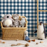 Gingham removable wallpaper, Buffalo check plaid, Self adhesive and traditional wallpaper - E084