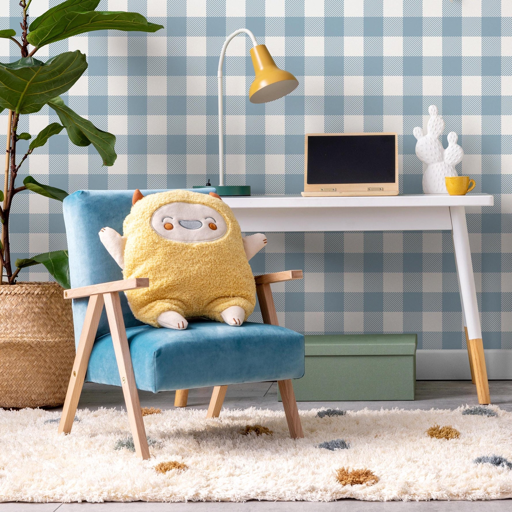 Gingham removable wallpaper, Buffalo check plaid, Self adhesive and traditional wallpaper - E085