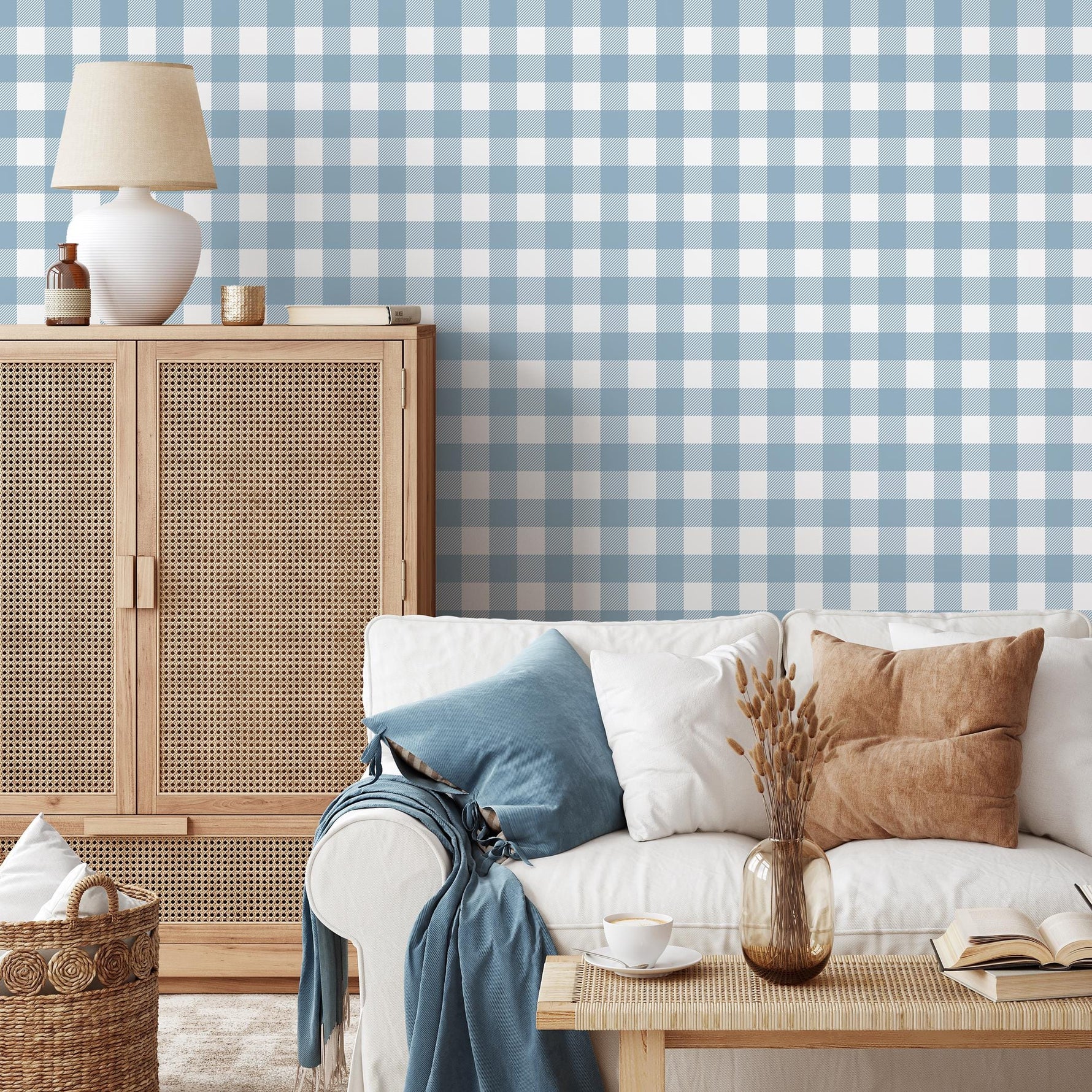 Gingham removable wallpaper, Buffalo check plaid, Self adhesive and traditional wallpaper - E085