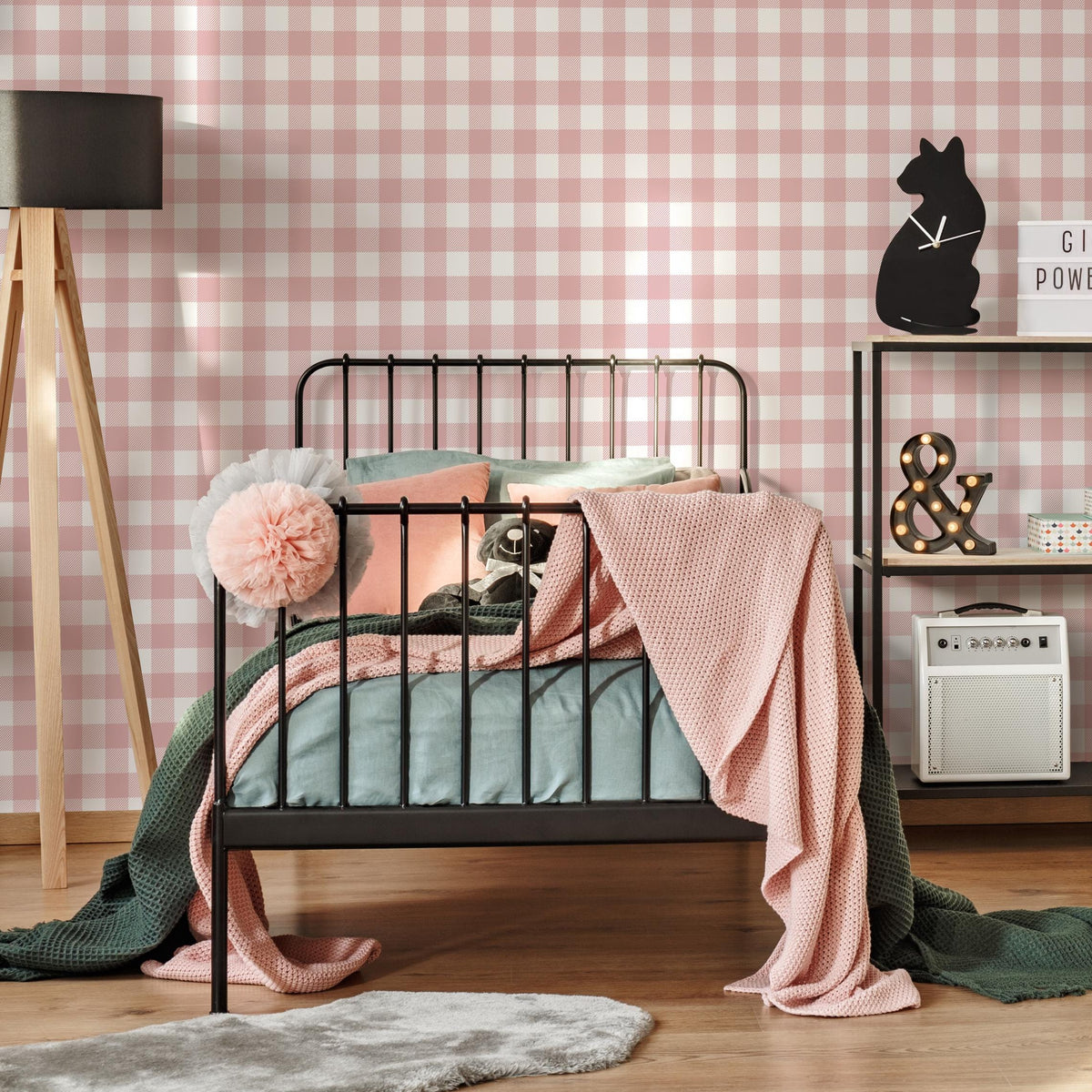 Gingham removable wallpaper, Buffalo check plaid, Self adhesive and traditional wallpaper - E086