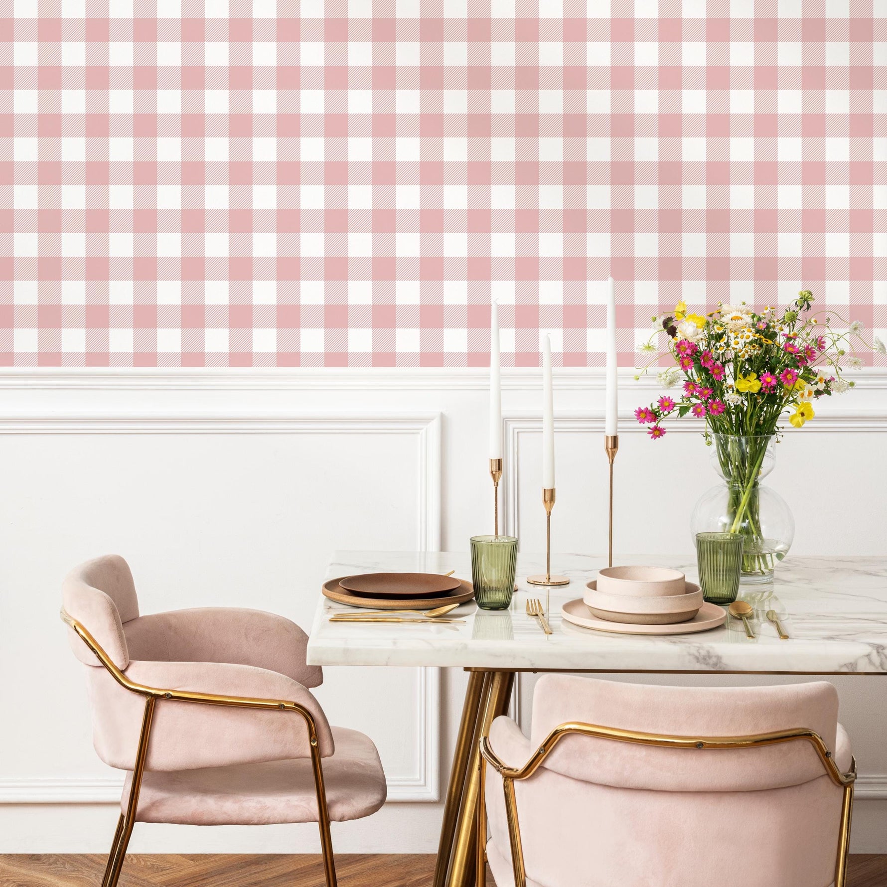 Gingham removable wallpaper, Buffalo check plaid, Self adhesive and traditional wallpaper - E086