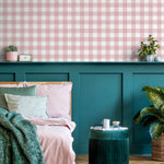Gingham removable wallpaper, Buffalo check plaid, Self adhesive and traditional wallpaper - E086