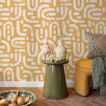 Lavender Color Brush Stroke Labyrinth Pattern Wallpaper / Minimal design abstract pattern Traditional or Removable Wallpaper - E090