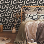 Lavender Color Brush Stroke Labyrinth Pattern Wallpaper / Minimal design abstract pattern Traditional or Removable Wallpaper - E092