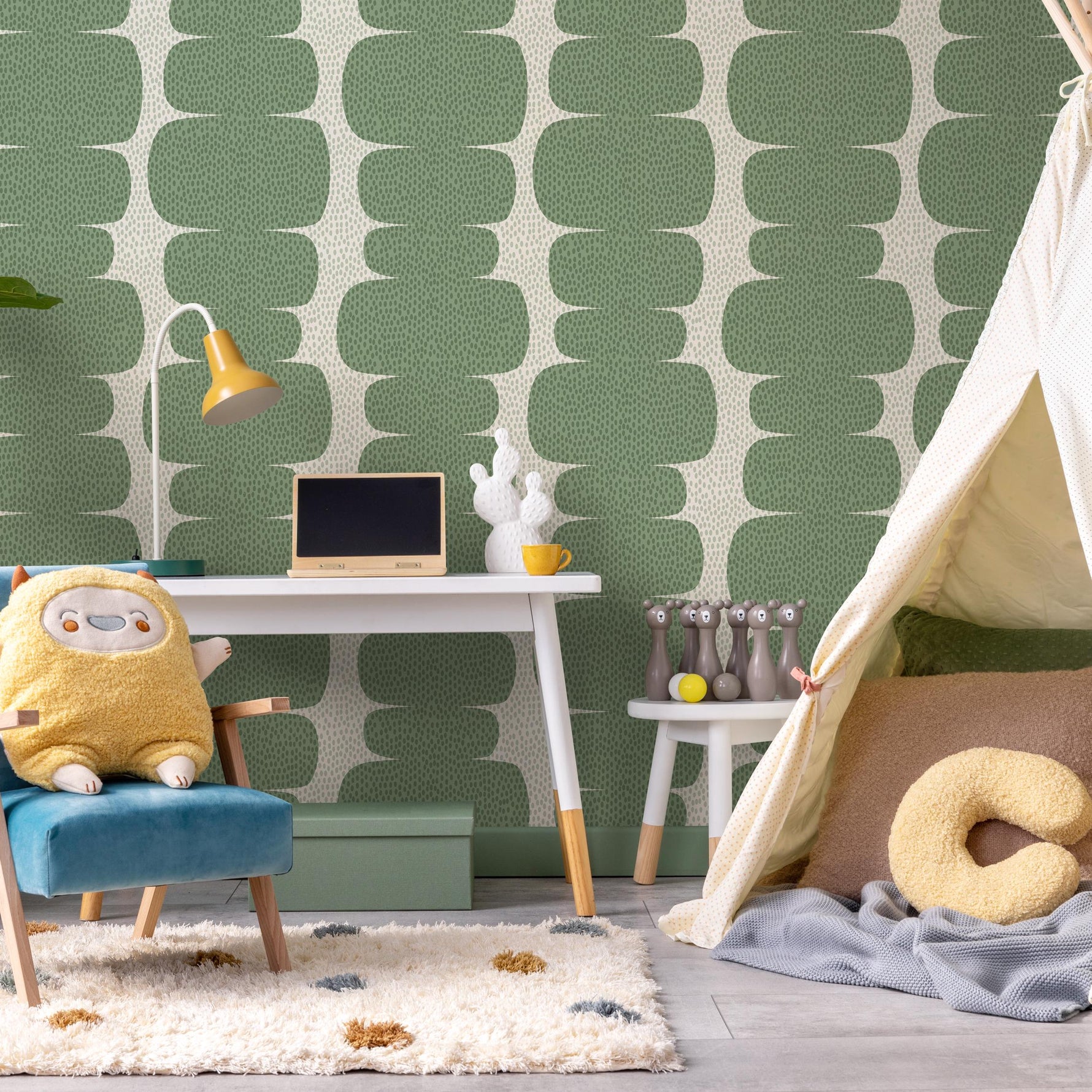 Peel and stick wallpaper with abstract, cream background wallpaper, retro style wall decal, temporary wallpaper - E095