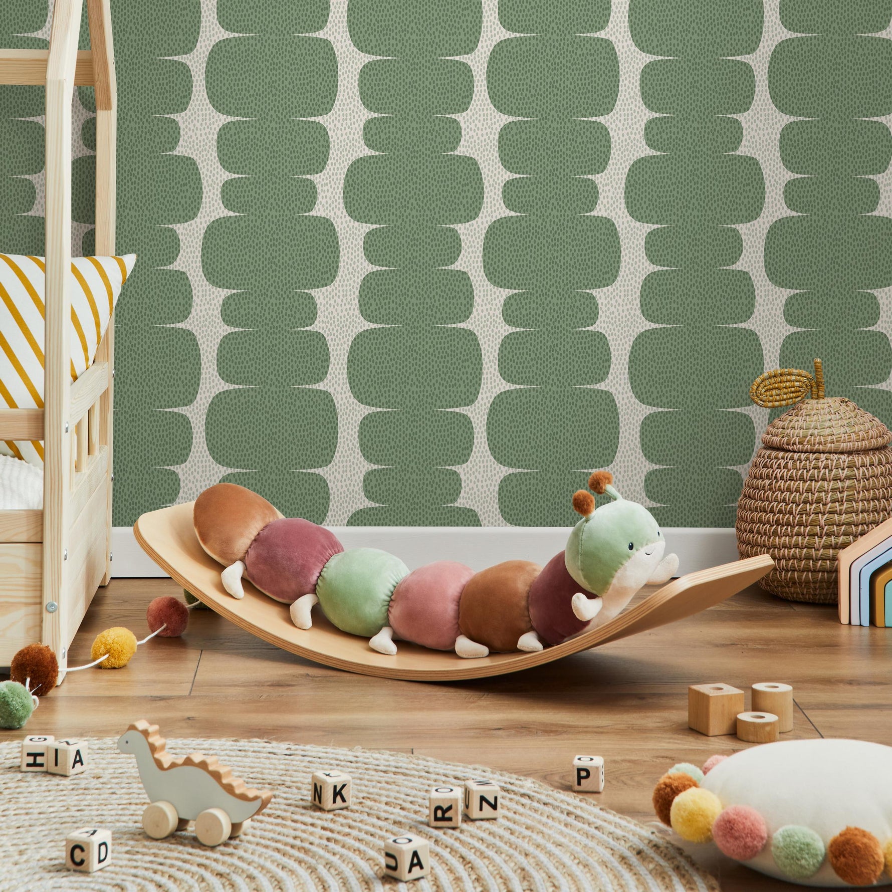 Peel and stick wallpaper with abstract, cream background wallpaper, retro style wall decal, temporary wallpaper - E095