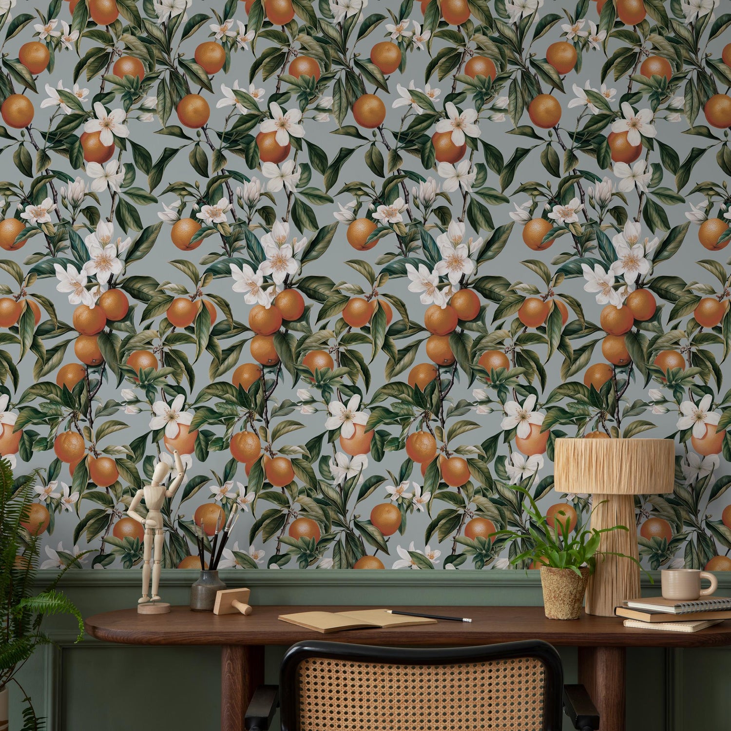 Orange tree wallpaper, Oranges, Fruit wallpaper, Orange blossom wall mural - E098 A