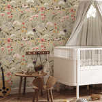 Floral Wallpaper, Botanical Scenic Wall Mural, Removable Wallpaper, Greenery, Peel and Stick Wallpaper, Reusable, Plant Wall Decor - E102 A