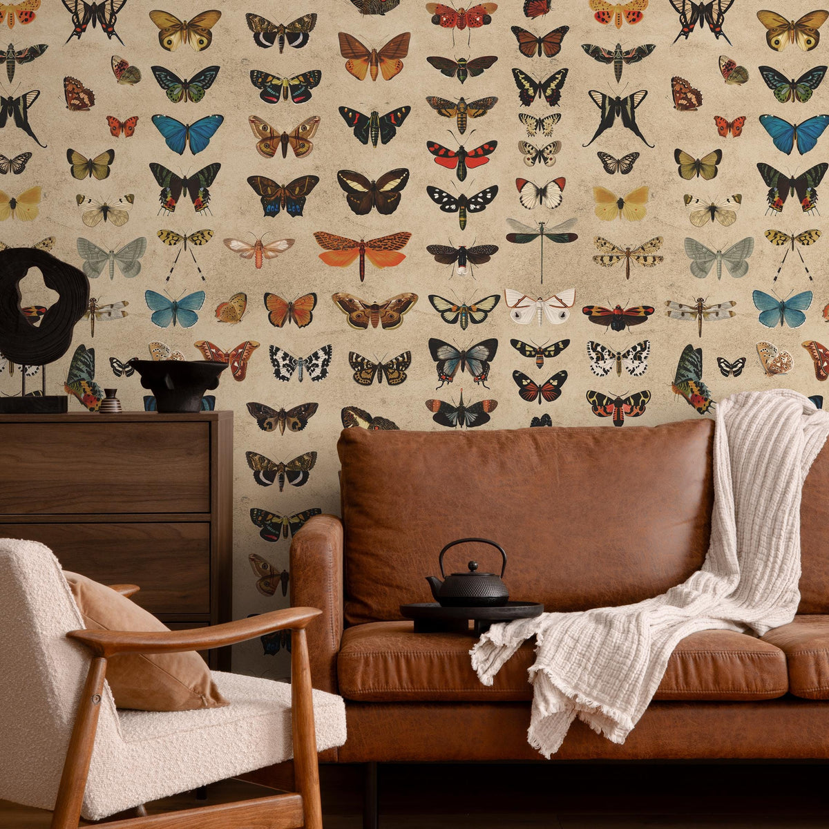 Vintage butterfly peel and stick wallpaper, wallpaper, small animal wallpaper, botanical animal wallpaper, removable wallpaper - E103 A
