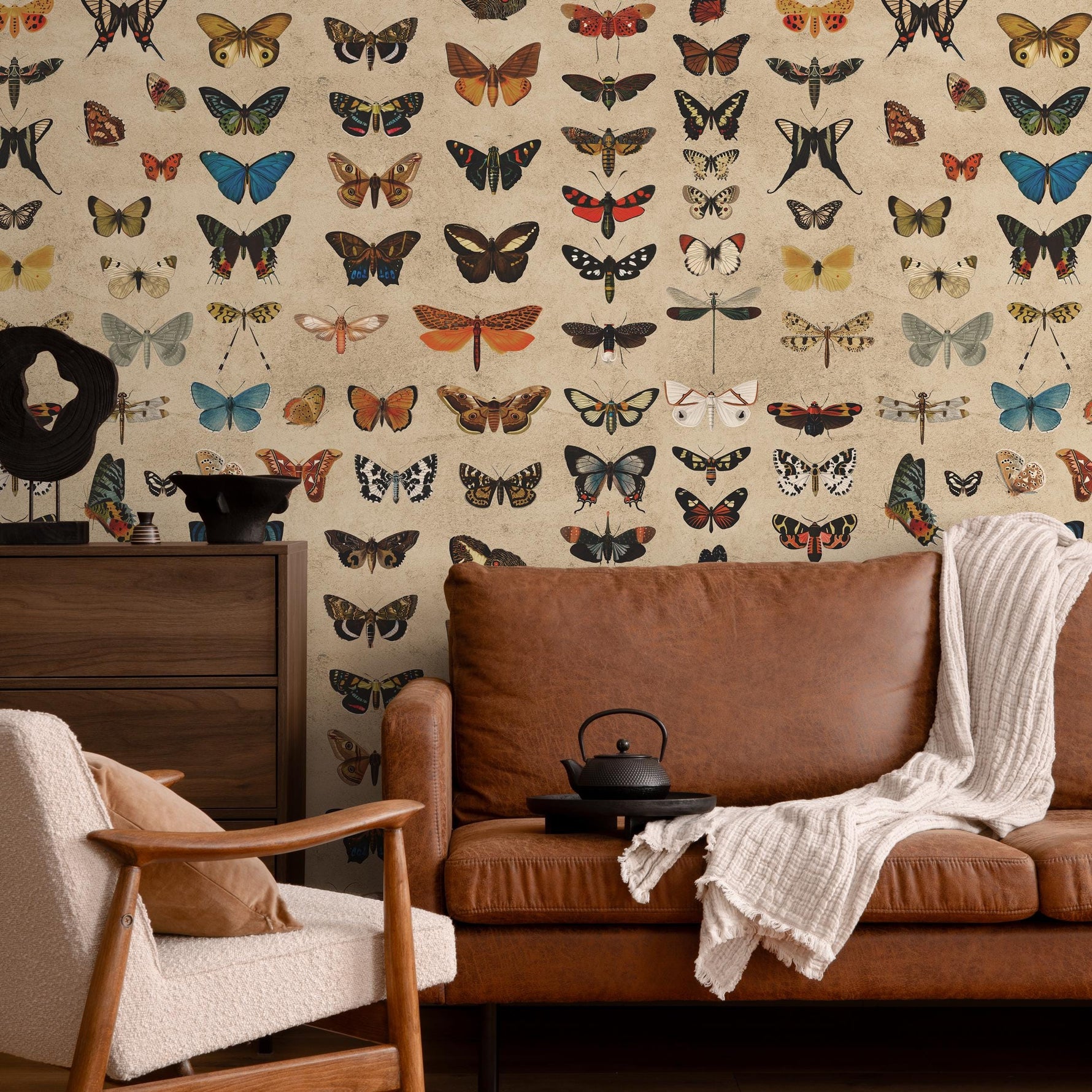 Vintage butterfly peel and stick wallpaper, wallpaper, small animal wallpaper, botanical animal wallpaper, removable wallpaper - E103 A