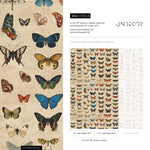Vintage butterfly peel and stick wallpaper, wallpaper, small animal wallpaper, botanical animal wallpaper, removable wallpaper - E103 A