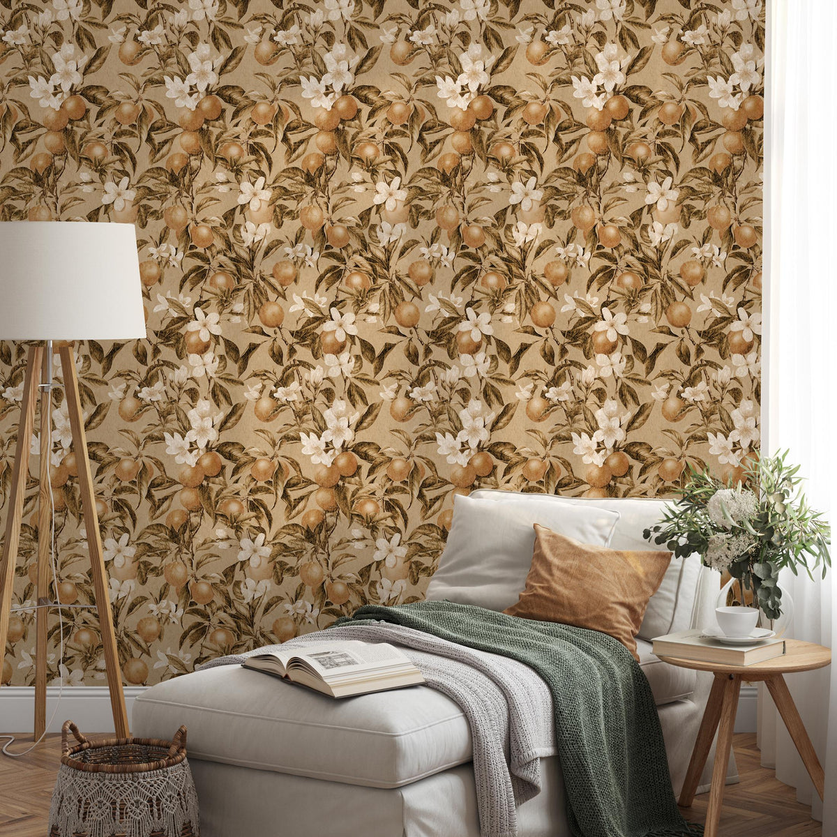 Orange tree wallpaper, Oranges, Fruit wallpaper, Orange blossom wall mural - E105