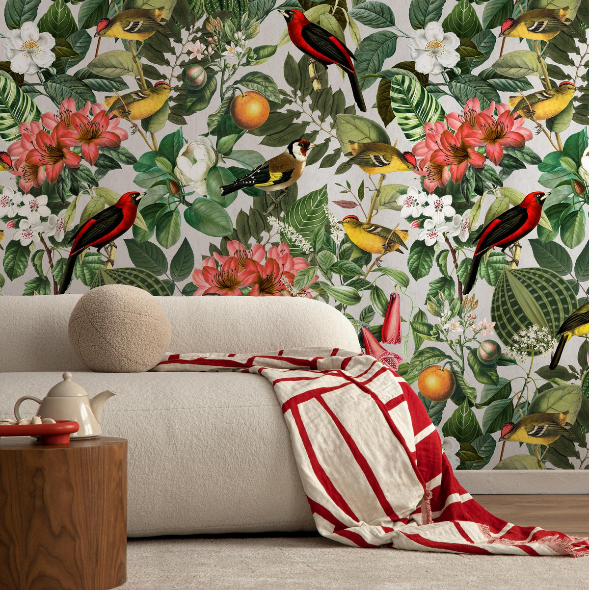 Botanical Removable Wallpaper, Nature Colors Wall Mural - E107 B