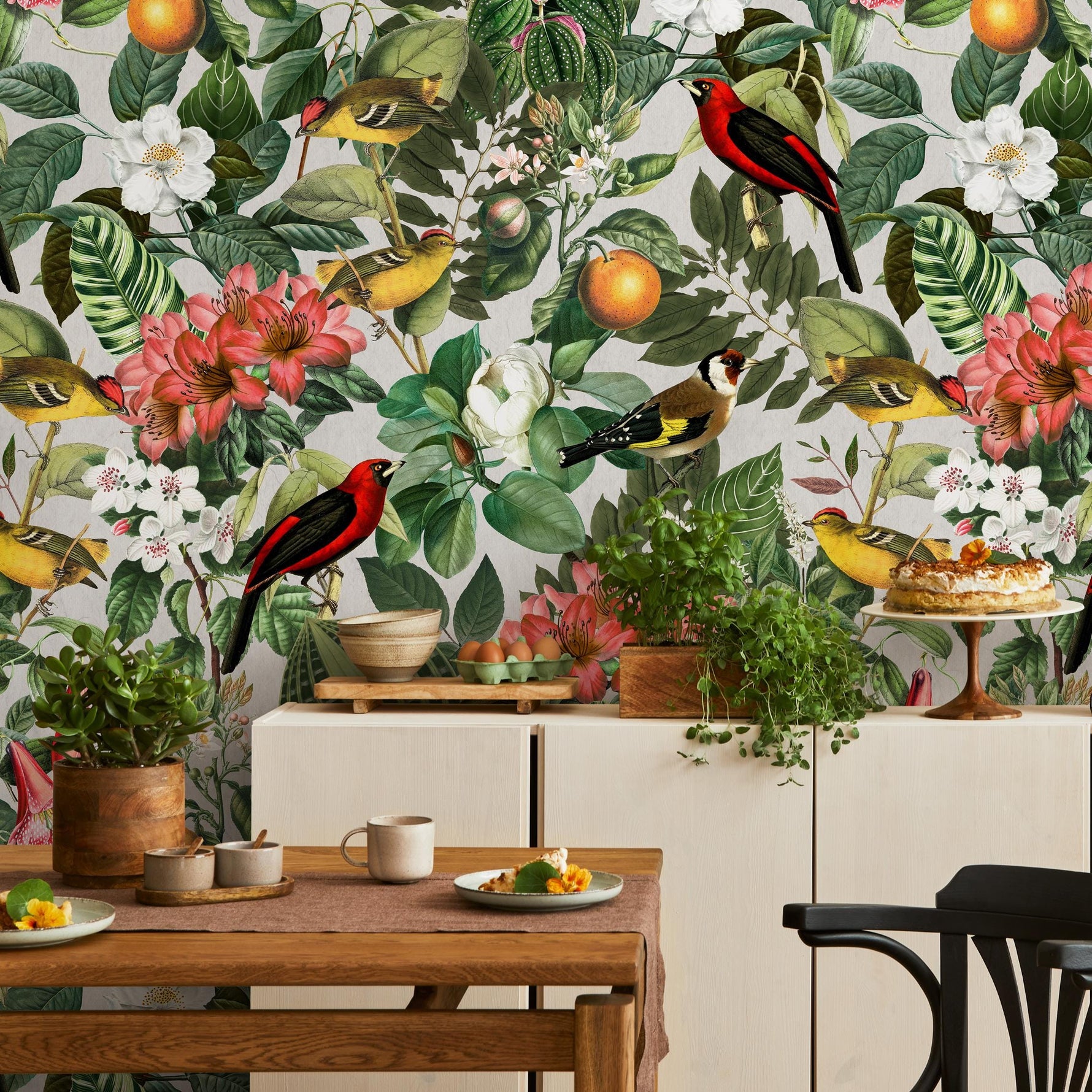 Botanical Removable Wallpaper, Nature Colors Wall Mural - E107 B