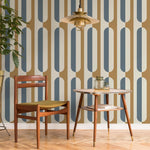Abstract retro wallpaper, removable wall decal with retro round style, colorful background - Peel and stick - E038