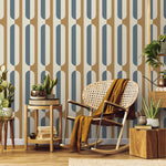 Abstract retro wallpaper, removable wall decal with retro round style, colorful background - Peel and stick - E038