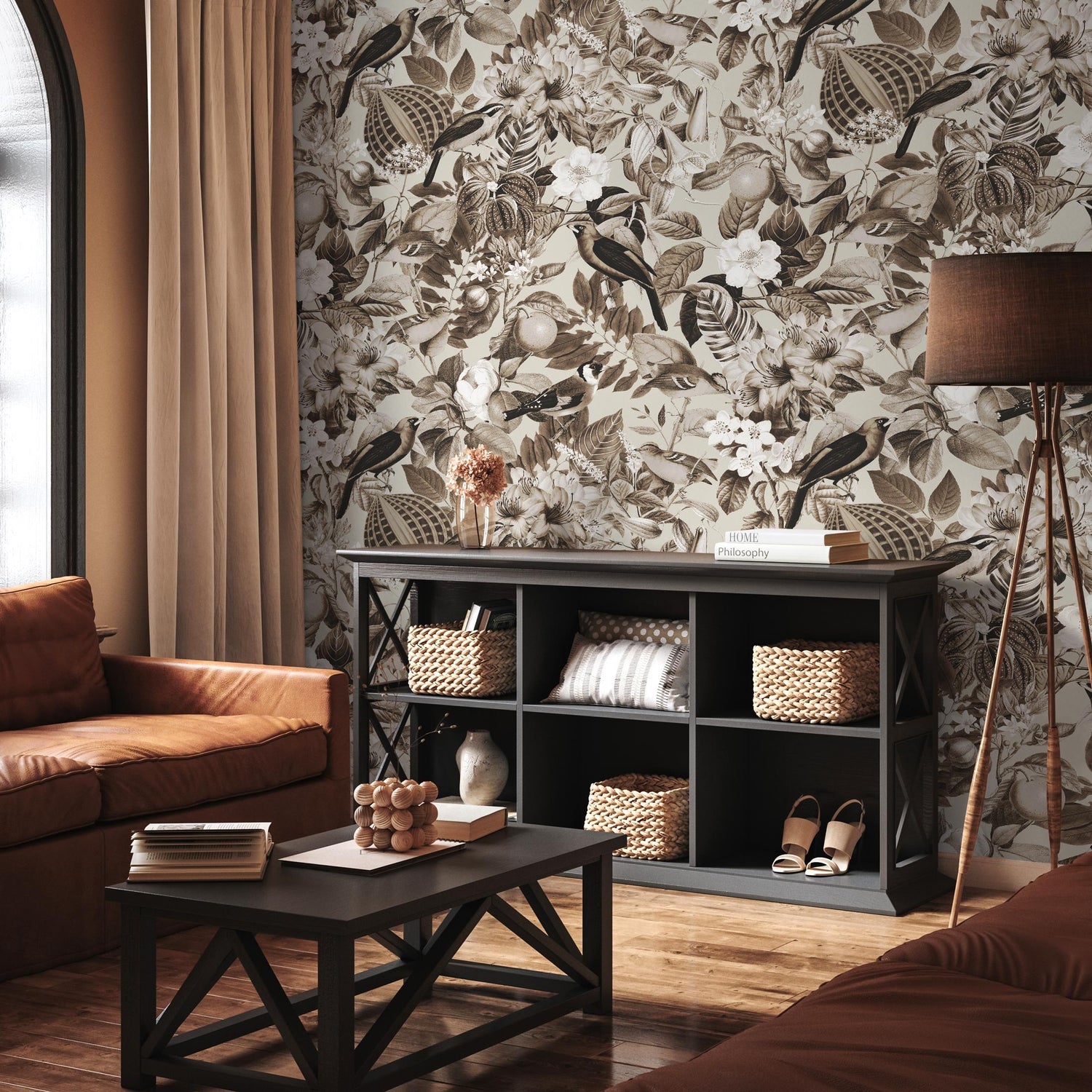 Botanical Removable Wallpaper, Nature Colors Wall Mural - E108 A
