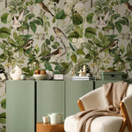 Floral Wallpaper, Botanical Scenic Wall Mural, Removable Wallpaper, Peel and Stick Wallpaper, Reusable, Green Plant Wall Decor - E109 B