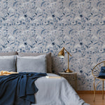 Floral wallpaper, botanical landscape wall mural, removable wallpaper, greenery, self-adhesive wallpaper, reusable, plant wall decor - E110