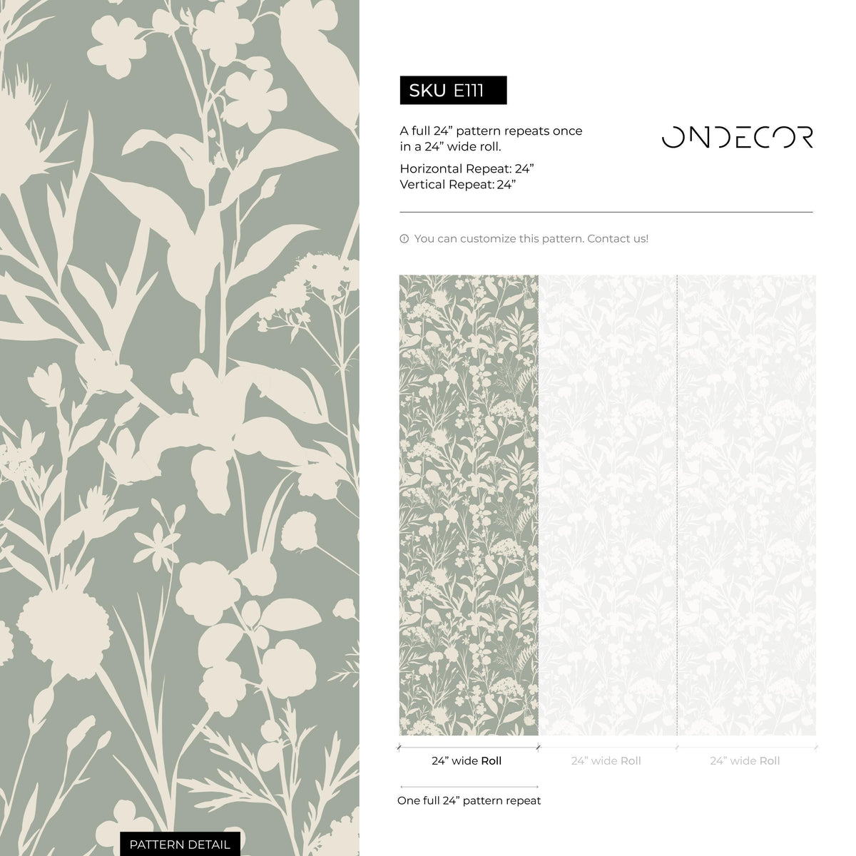 Floral wallpaper, botanical landscape wall mural, removable wallpaper, greenery, self-adhesive wallpaper, reusable, plant wall decor - E111