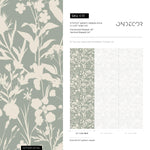 Floral wallpaper, botanical landscape wall mural, removable wallpaper, greenery, self-adhesive wallpaper, reusable, plant wall decor - E111