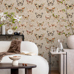 Vintage butterfly peel and stick wallpaper, wallpaper, small animal wallpaper, botanical animal wallpaper, removable wallpaper - E113