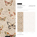Vintage butterfly peel and stick wallpaper, wallpaper, small animal wallpaper, botanical animal wallpaper, removable wallpaper - E113