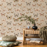 Vintage butterfly peel and stick wallpaper, wallpaper, small animal wallpaper, botanical animal wallpaper, removable wallpaper - E113
