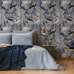 Heron Wallpaper, Peel and Stick Heron Wallpaper, Peel and Stick Wallpaper, Removable Botanical Wallpaper, Wallpaper - E115