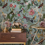 Bird Wallpaper Traditional Wallpaper Removable Peel and Stick Wallpaper, Self Adhesive, Renter Friendly, Feminine Green Wallpaper - E119