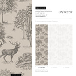 Retro Vintage French Toile de Jouy Wallpaper, Print Wall Decor - E122 B