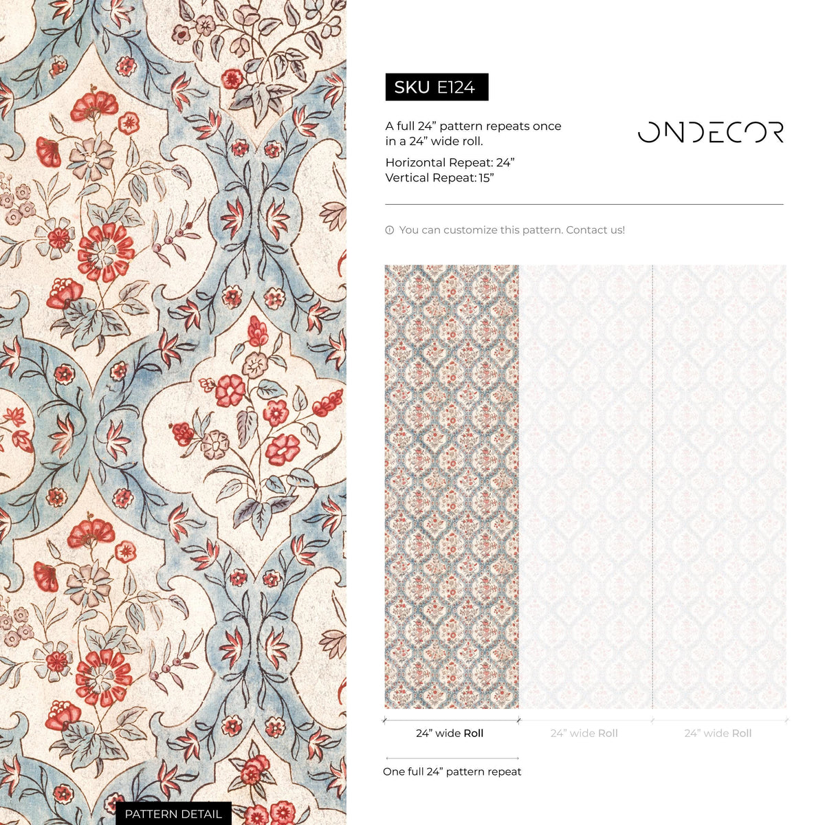 Vintage damask wallpaper, Victorian home decor for aesthetic room decor - E124