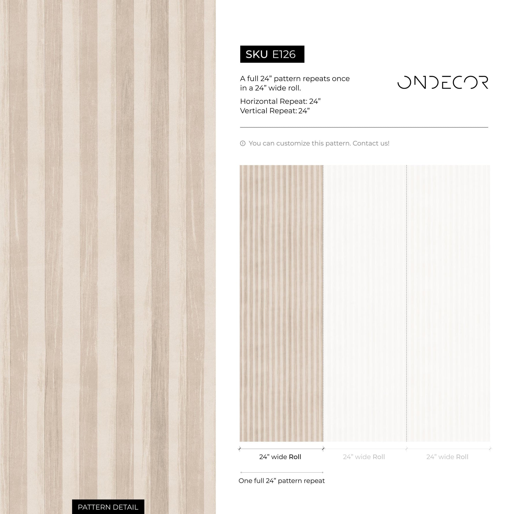 Contemporary beige and off-white striped upholstery fabric - E126