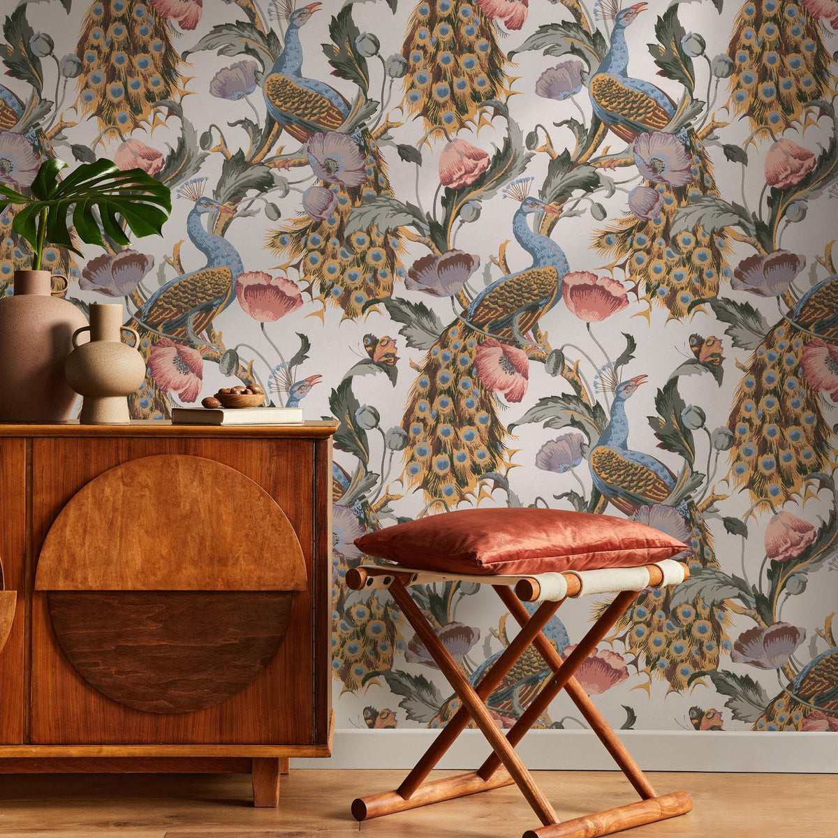 Floral Wallpaper Peacock Wallpaper Peel and Stick and Traditional Wallpaper - E129