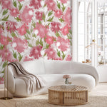 Modern Romantic Floral Wallpaper - Watercolor Pink & Green